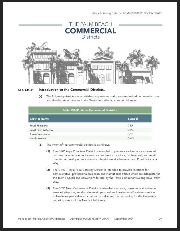 Palm Beach draft code residential district page